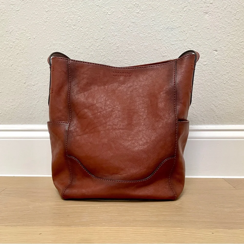 Frye Leather Side Pocket Hobo Bag in Cognac - Picture 2 of 7